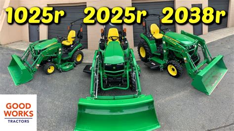 The 2032R and 2038R share a number of similarities, including steering and implement hydraulics, lift capacity (1,356 lbs. . John deere 2025r vs 2038r